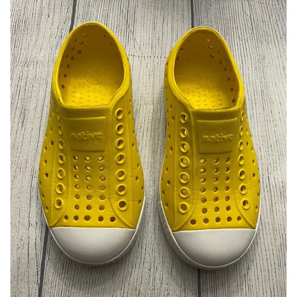 Native Shoes Kids Yellow Slip-On Water-Friendly Sneakers with White Toe